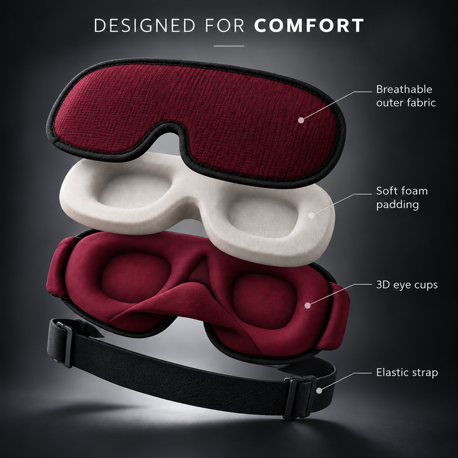 Red NOCTA sleep mask 3D eye cups detail